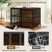 40 Inch Dog Crate Furniture Dog Kennel with Dual Lockable Double Doors-Rustic Brown