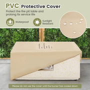 28 Inch 40000 BTU Square Propane Gas Fire Pit with PVC Cover-White