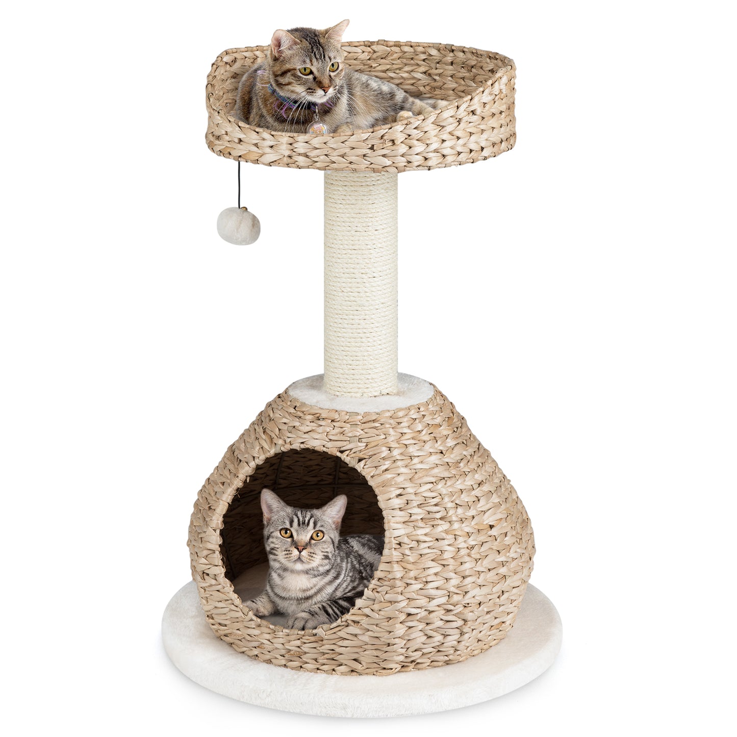 28 Inches Hand-Made Cat Tree Tower with Jump Platform-White - White