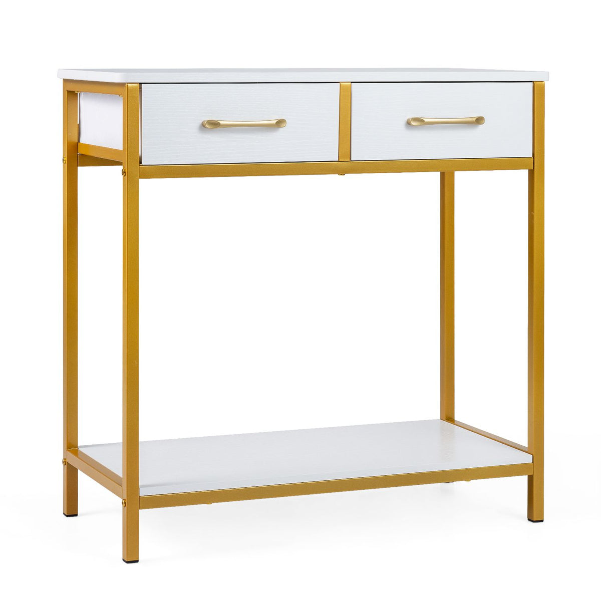29.5” Narrow Console Table with 2 Fabric Drawers and Open Compartment