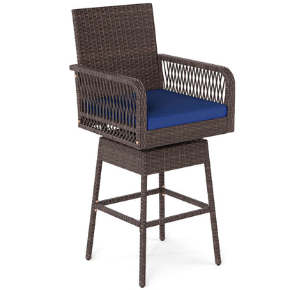 360° Swivel Bar Stool 29" Height with Cushion & Armrests
