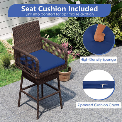 360° Swivel Bar Stool 29" Height with Cushion & Armrests