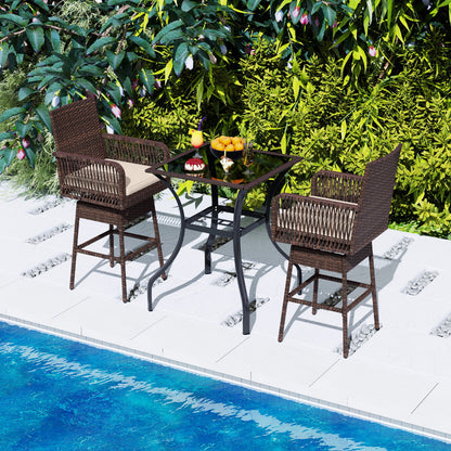360° Swivel Bar Stool 29" Height with Cushion & Armrests