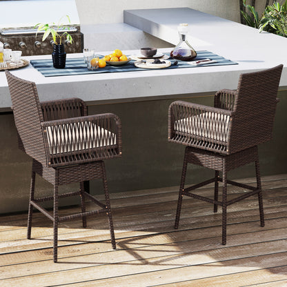 360° Swivel Bar Stool 29" Height with Cushion & Armrests