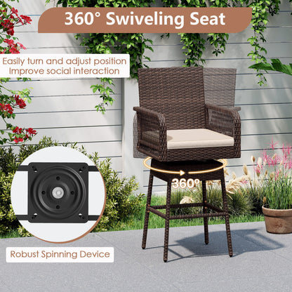 360° Swivel Bar Stool 29" Height with Cushion & Armrests