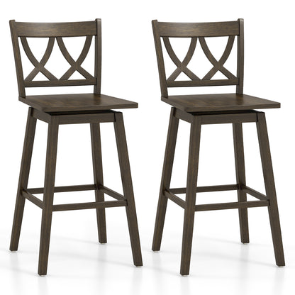 24/29 Inch Bar Stool Set of 2 Wooden Bar Chairs with Rubber Wood Frame-24 inches - 29 Inches