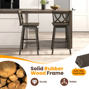 24/29 Inch Bar Stool Set of 2 Wooden Bar Chairs with Rubber Wood Frame-29 inches