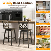 24/29 Inch Bar Stool Set of 2 Wooden Bar Chairs with Rubber Wood Frame-29 inches