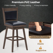 25/29 Inch Padded Bar Stools Set of 2 with Swivel Seat and Footrest-29 inches