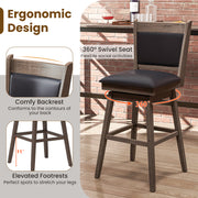 25/29 Inch Padded Bar Stools Set of 2 with Swivel Seat and Footrest-29 inches