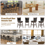 25/29 Inch Padded Bar Stools Set of 2 with Swivel Seat and Footrest-29 inches
