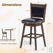 25/29 Inch Padded Bar Stools Set of 2 with Swivel Seat and Footrest-29 inches