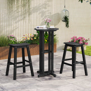29 Inch HDPE Patio Bar Stool Set of 2 Armless Saddle Stools-Black