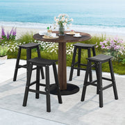 29 Inch HDPE Patio Bar Stool Set of 2 Armless Saddle Stools-Black