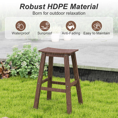 29 Inch HDPE Patio Bar Stool Set of 2 Armless Saddle Stools
