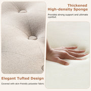 29 Inch Large Round Ottoman Coffee Table 2-Tier Upholstered Tufted Footrest Ottoman with Flip-up Top-Beige