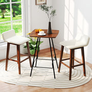 29 Inch Low-Back High-Top Chairs with Padded Seat and Rubber Wood Legs-Brown