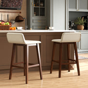 29 Inch Low-Back High-Top Chairs with Padded Seat and Rubber Wood Legs-Brown
