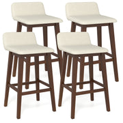 29 Inch Low-Back High-Top Chairs with Padded Seat and Rubber Wood Legs-Brown