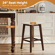 29 Inch Low-Back High-Top Chairs with Padded Seat and Rubber Wood Legs-Brown