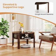 29.5 Inch Round Coffee Table with Storage Shelves for Small Space-Rustic Brown