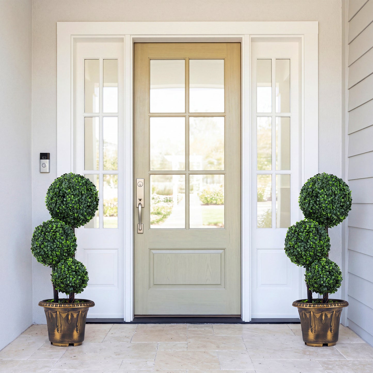 29 Inches Artificial Boxwood Topiary Tree Triple Ball Shrubs