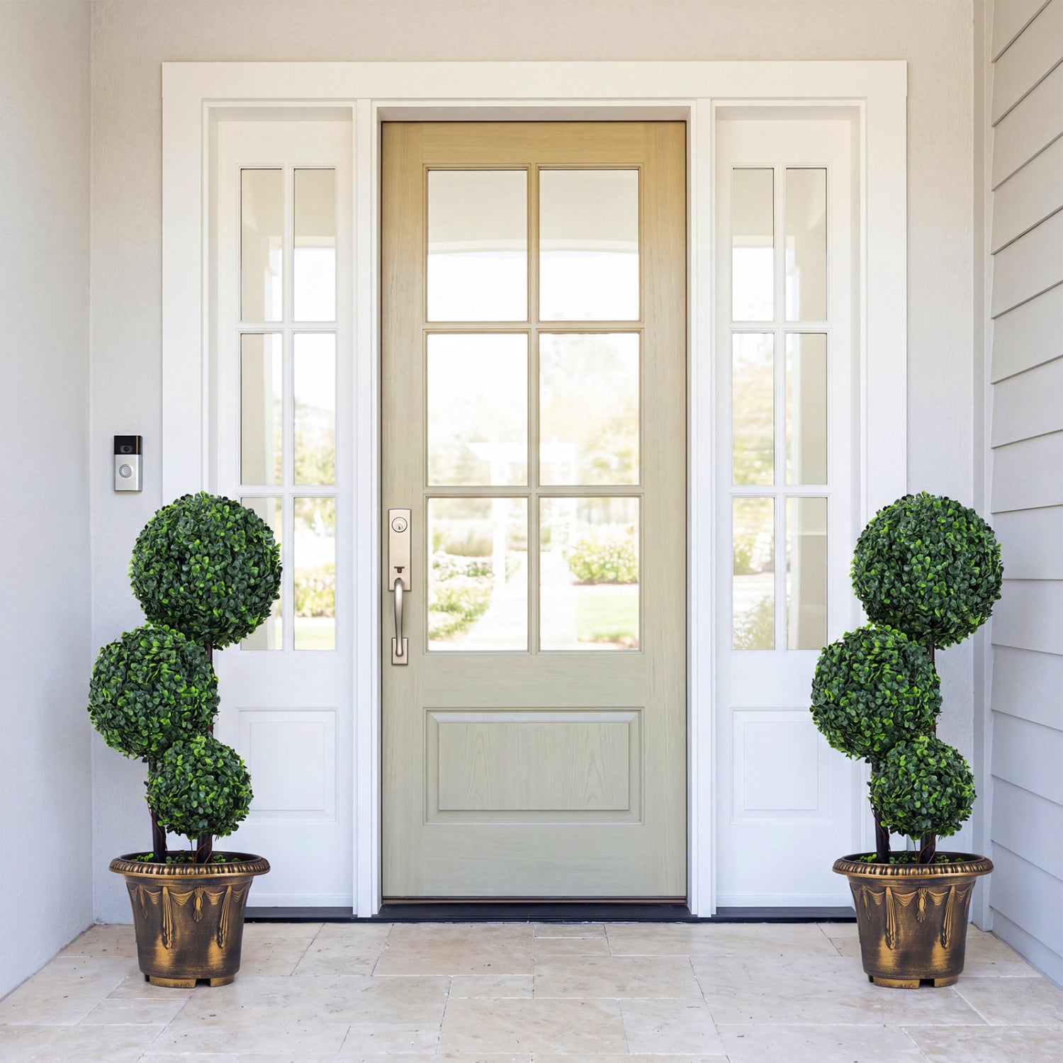 29 Inches Artificial Boxwood Topiary Tree Triple Ball Shrubs
