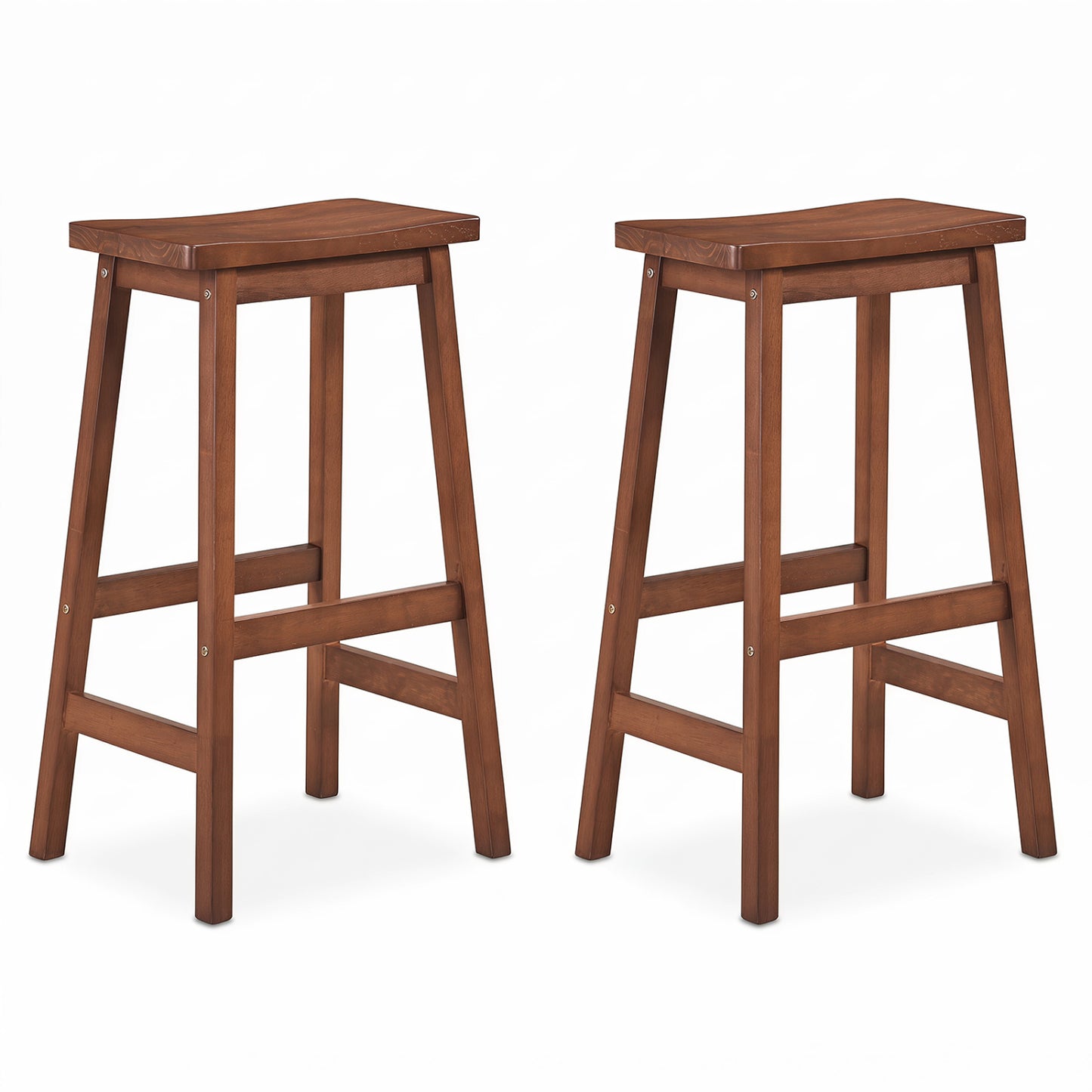 29" Saddle Seat Counter Height Stool Set of 2 with Footrests