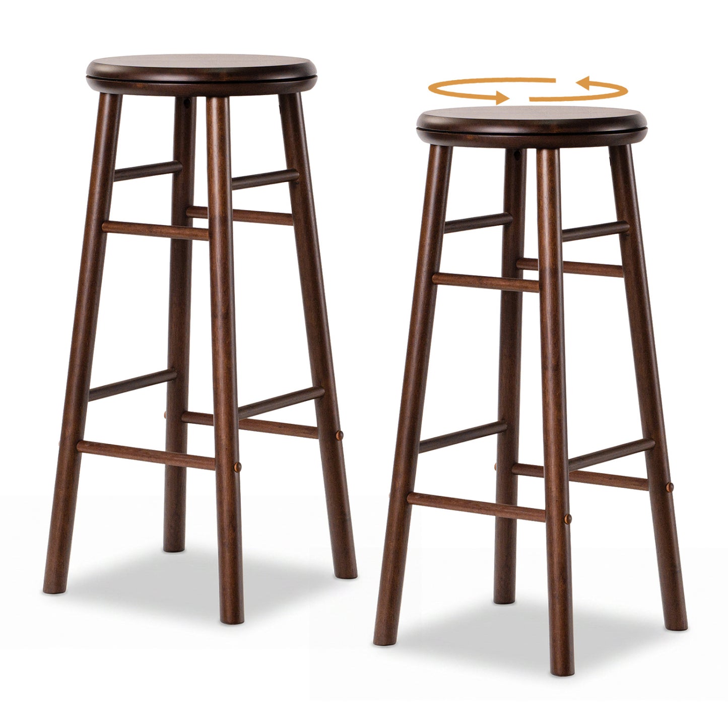 29" Swivel Bar Stools Set of 2 with Footrests