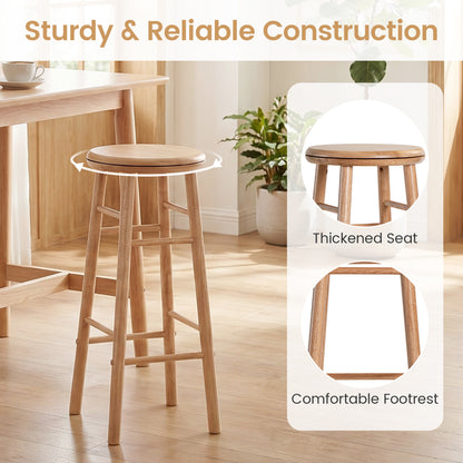 29" Swivel Bar Stools Set of 2 with Footrests