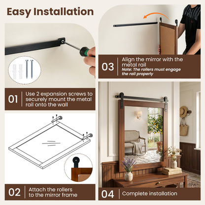 Rectangle Farmhouse Wall Mirror with Metal Bracket 29" x 23"