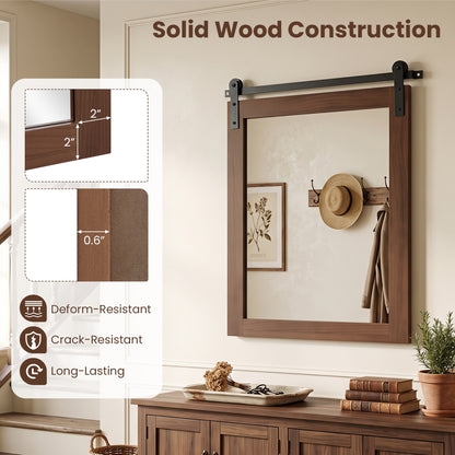 Rectangle Farmhouse Wall Mirror with Metal Bracket 29" x 23"