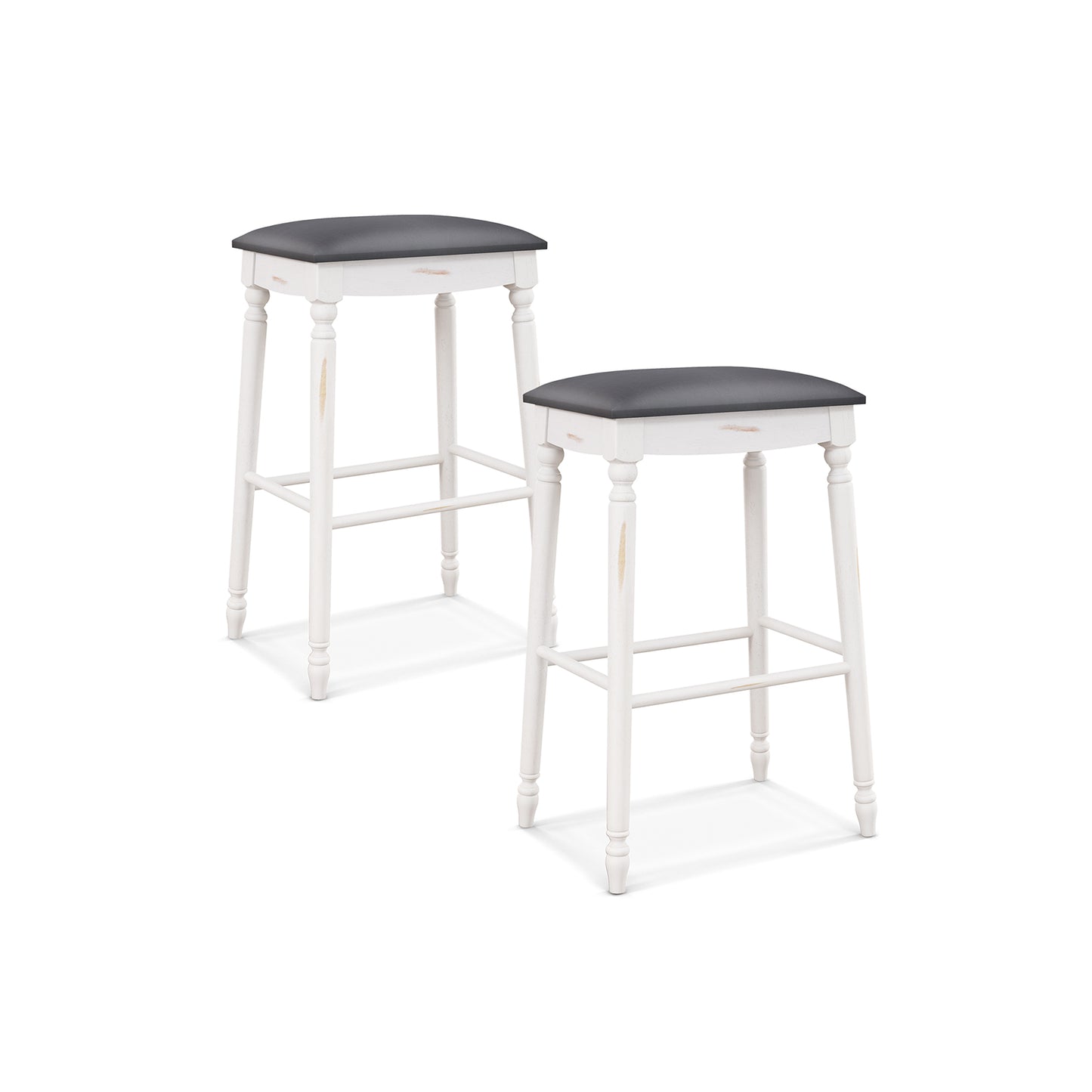 29 Inch Bar Stool Set of 2 with Padded Seat Cushions and Wood Legs-29 inches - 29 Inches