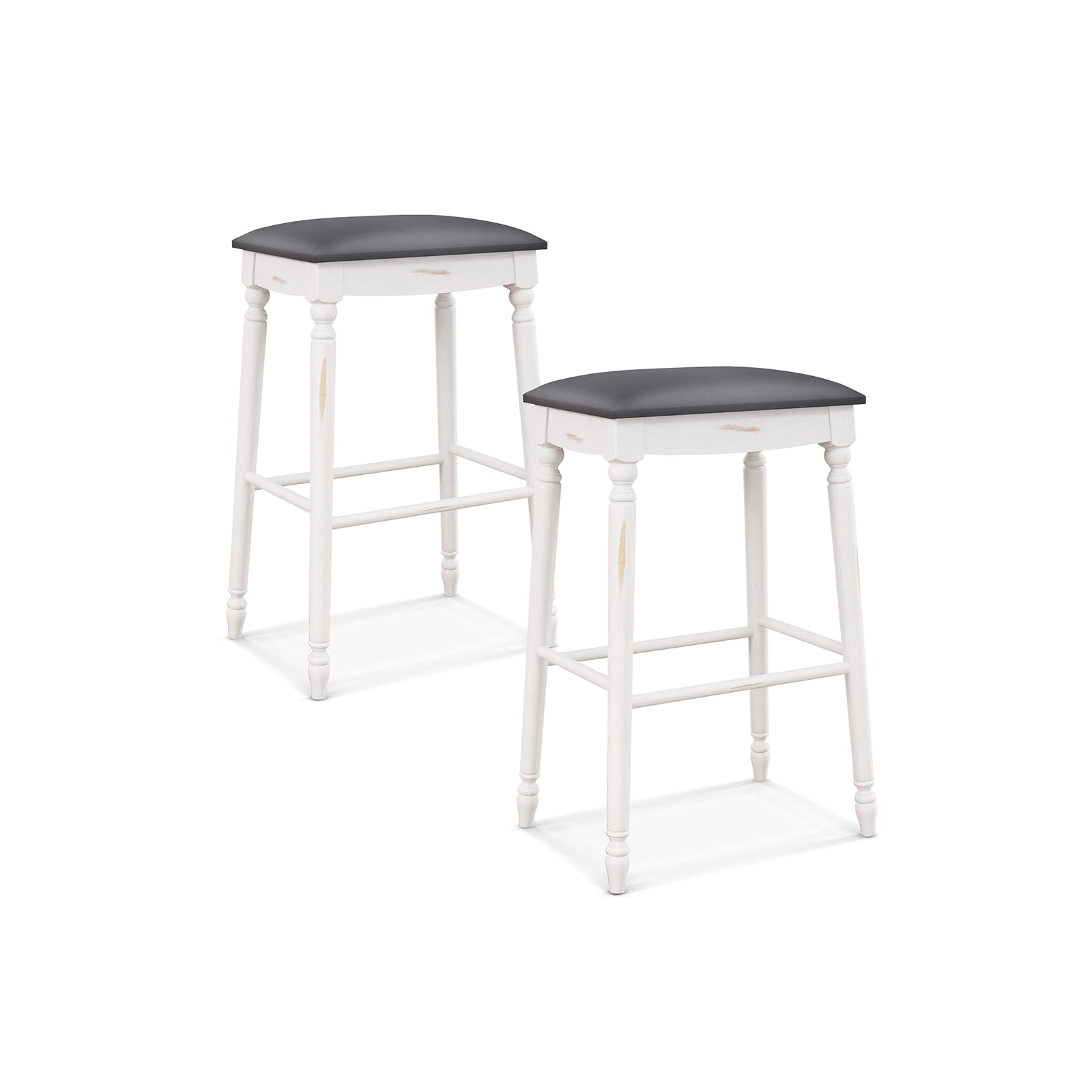29 Inch Bar Stool Set of 2 with Padded Seat Cushions and Wood Legs-29 inches - 29 Inches
