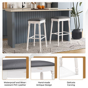 29 Inch Bar Stool Set of 2 with Padded Seat Cushions and Wood Legs-29 inches