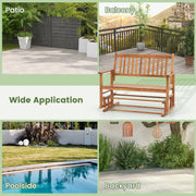 2 Seats Outdoor Glider Bench with Armrests and Slatted Seat-Natural