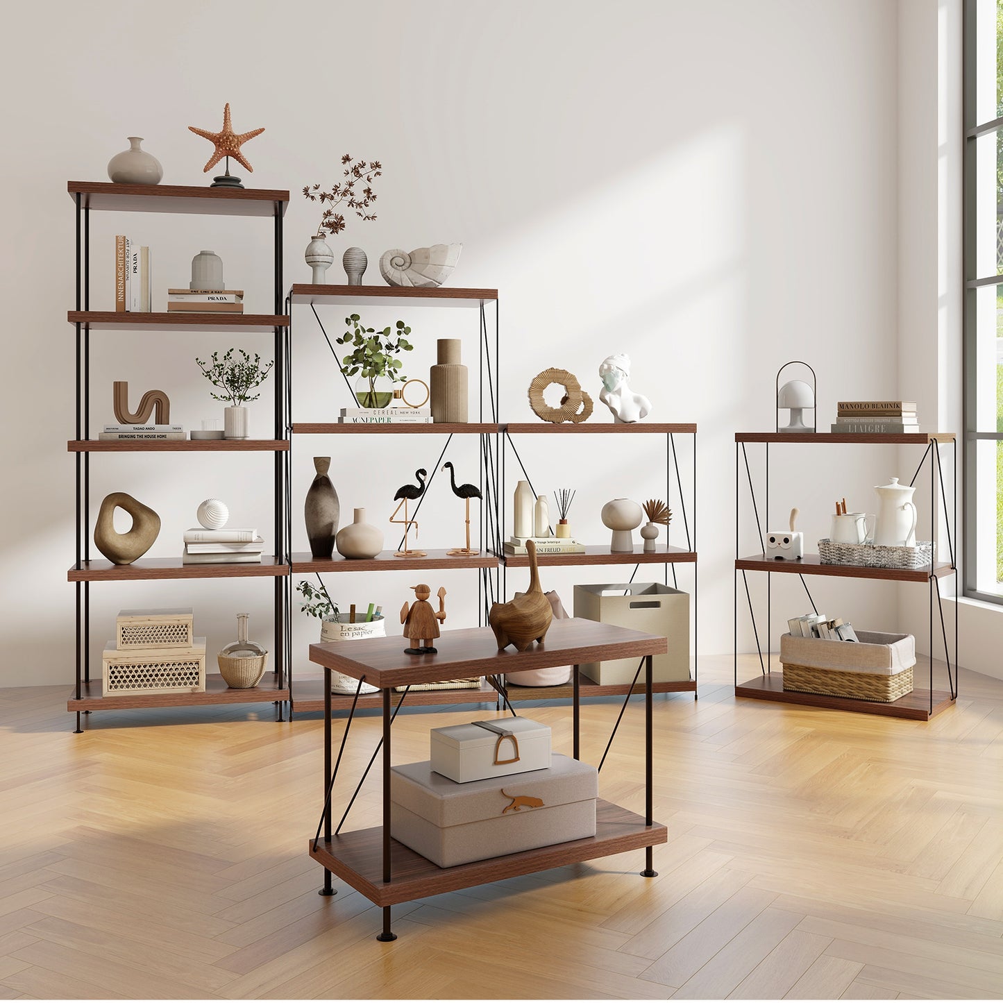 2/3/4/5-Tier Multipurpose Display Rack with Metal Frame-2-Tier