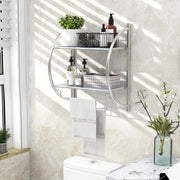 Wall Mounted 2-Tier Bathroom Towel Rack with 2 Towel Bars-Silver