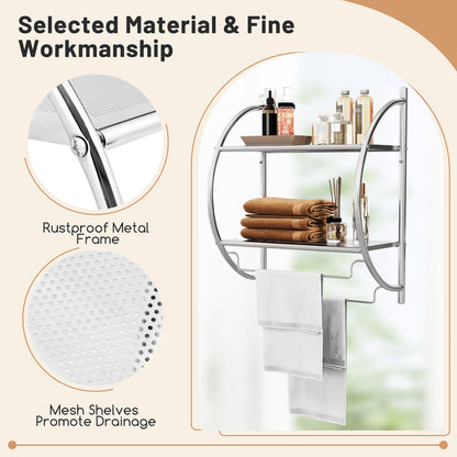 Wall Mounted 2-Tier Bathroom Towel Rack with 2 Towel Bars
