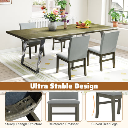 Upholstered Dining Chairs Set of 2 with Rubber Wood Legs and High Back-Gray