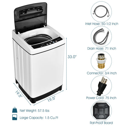 Full-Automatic Washing Machine 1.5 Cubic Feet 11 LBS Washer