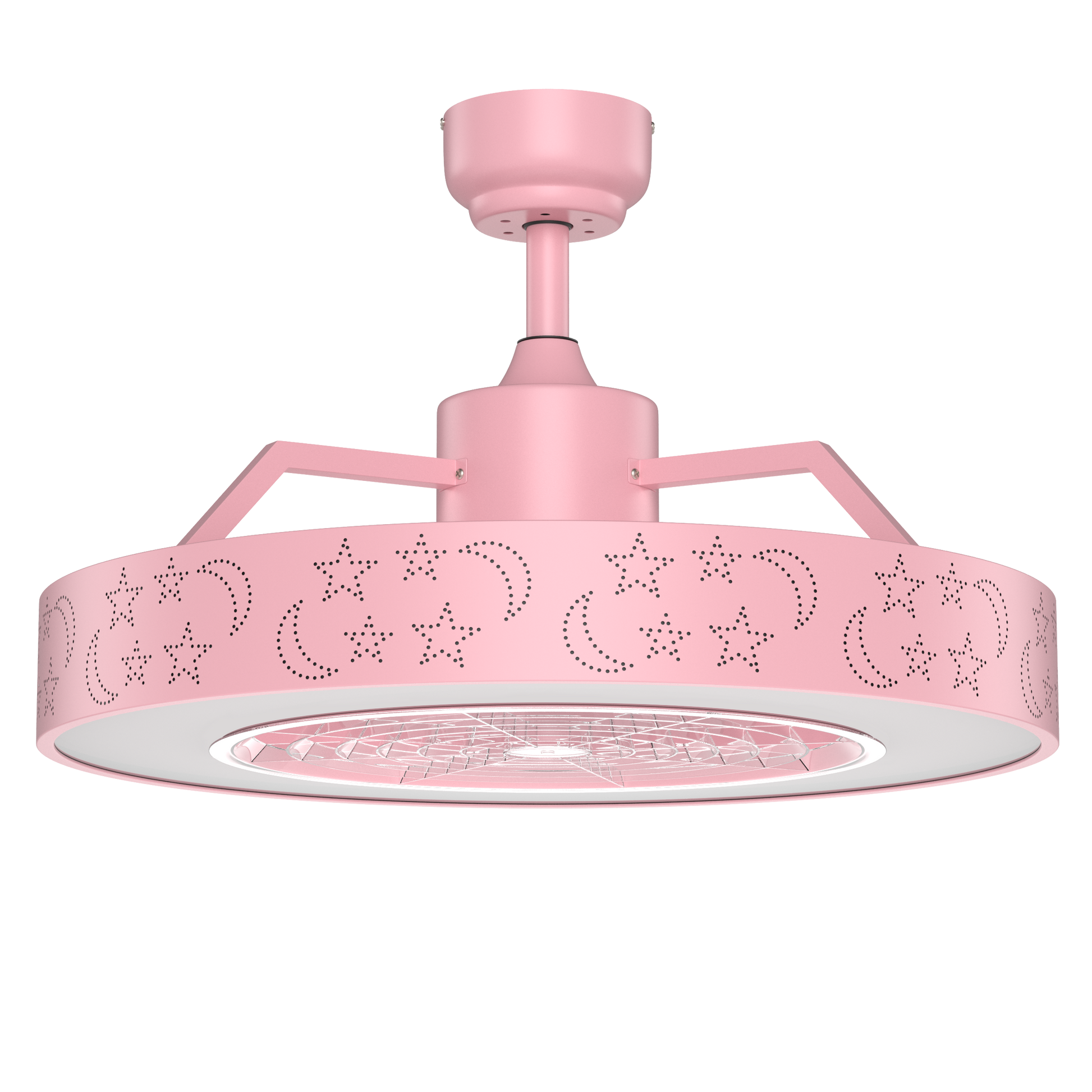 23 Inch Ceiling Fan with LED Light and Remote Control-Pink - Pink