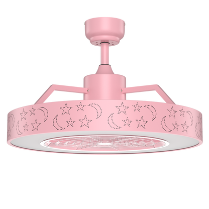 23 Inch Ceiling Fan with LED Light and Remote Control-Pink - Pink