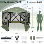 11.5 X 11.5 FT Pop-up Screen House Tent with Portable Carrying Bag-Coffee - Green