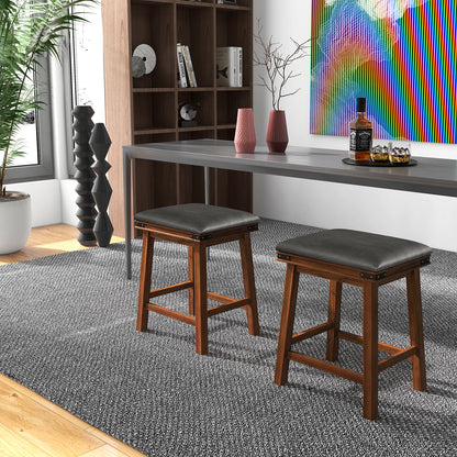 Set of 2 24/30 Inch Dining Bar Stool with Rubber Wood-24 inches