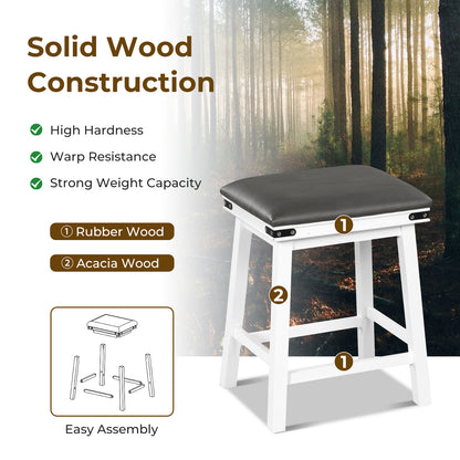 Set of 2 24/30 Inch Dining Bar Stool with Acacia Wood Frame