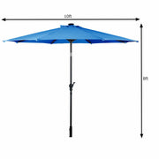 10 Feet Patio Solar Umbrella with Crank and LED Lights-Blue