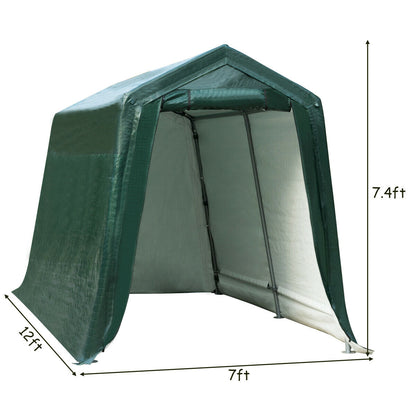 Outdoor Carport Shed with Sidewalls and Waterproof Ripstop Cover-10 x 10 ft - 7 X 12 Ft