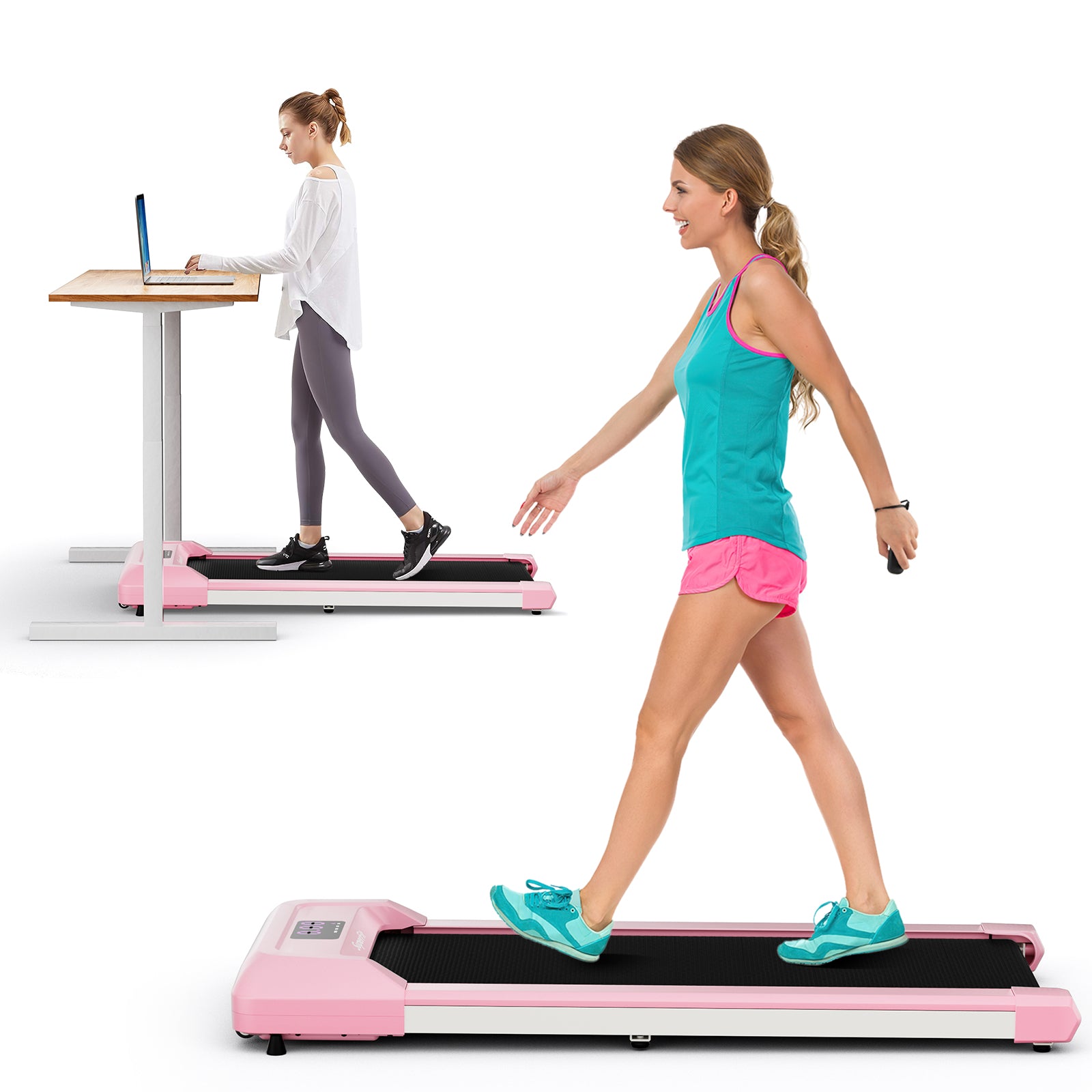 2.25 HP Walking Pad with LED Display and Remote Control-Black - Pink