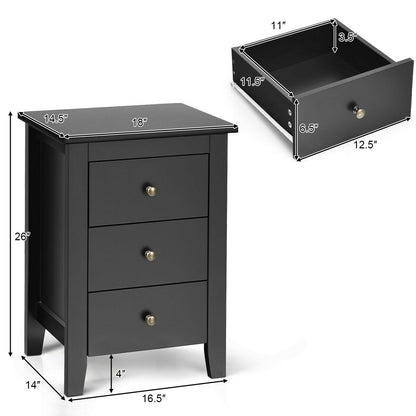 Nightstand End Beside Table Drawers Modern Storage Bedroom Furniture
